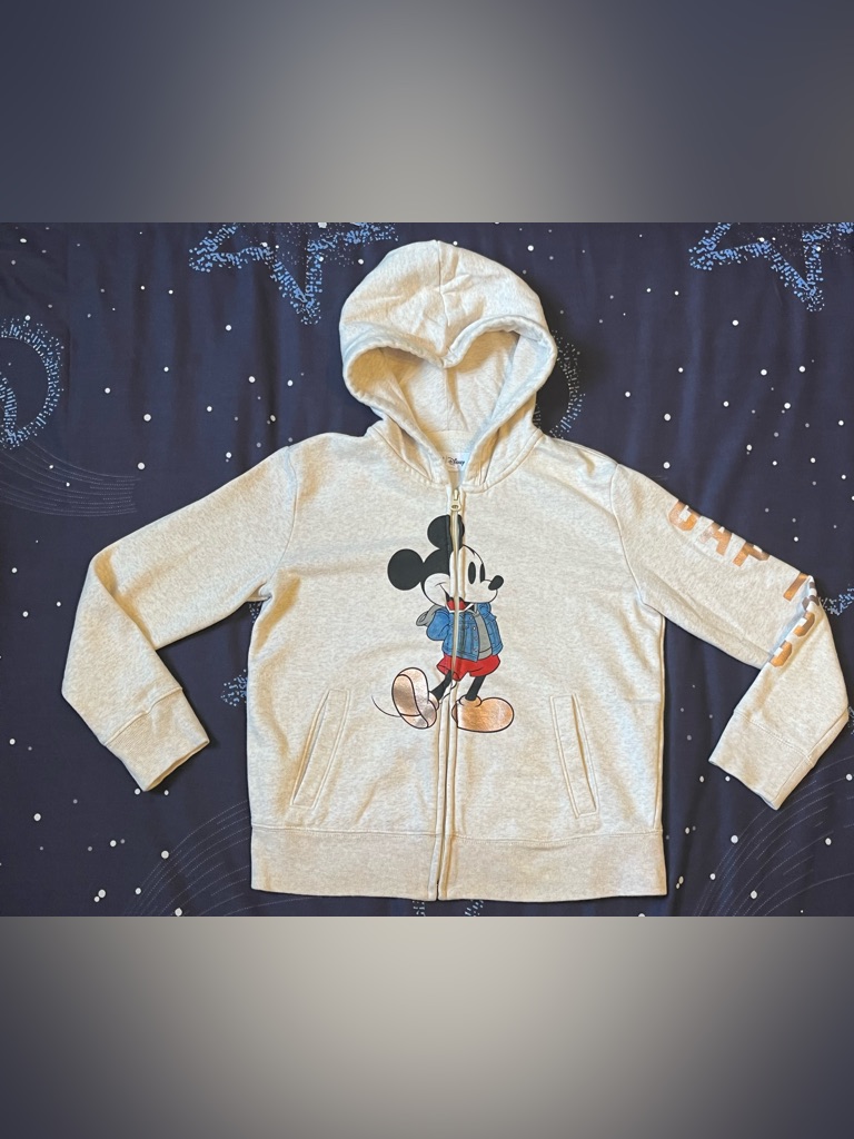 Gap Disney L(12) Kids Light Gray Mickey Mouse Full Zip Hoodie